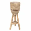 Pot stripe wooden legs grey d20h47cm