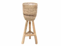 Pot stripe wooden legs grey d20h47cm