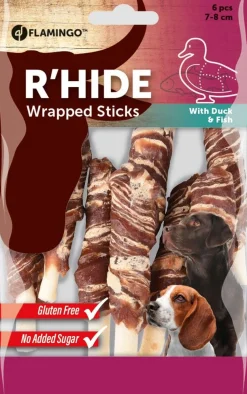 R'hide staafjes met eend en kabeljauw7/8cm 6st 85gr