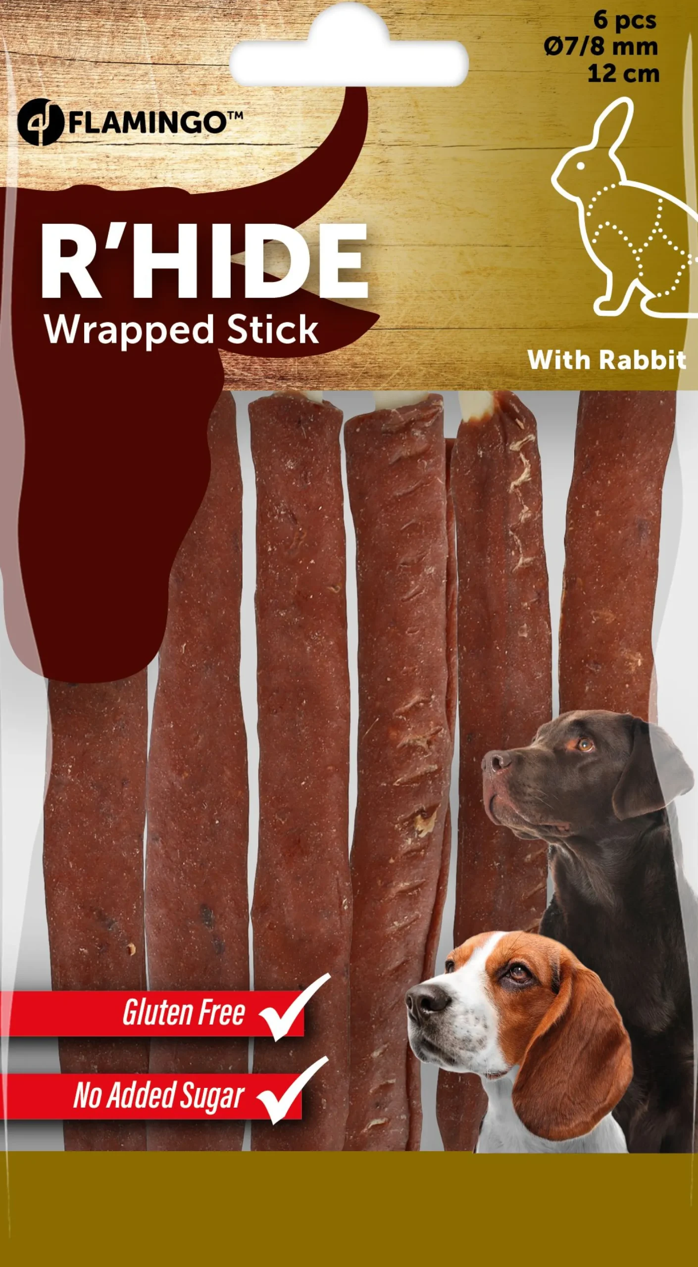 R'hide stokjes omwikkeld met konijn 7/8mm 12cm 6st 70gr