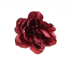 Roos op clip glitter wijnrood