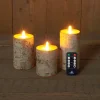 Set van 3 rustieke wax led kaarsen met bewegende vlam berk wit
