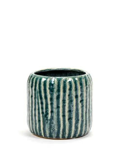 Sixties Pot ribbels blauw grijs d14 h12,5