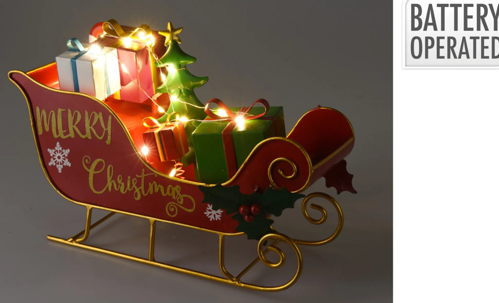 Slee met cadeaus led 20cm