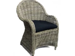 Stoel antiek grijs met kussen