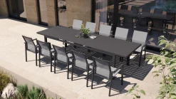 Tafel Albin 256-320x100cm charcoal/aluminium