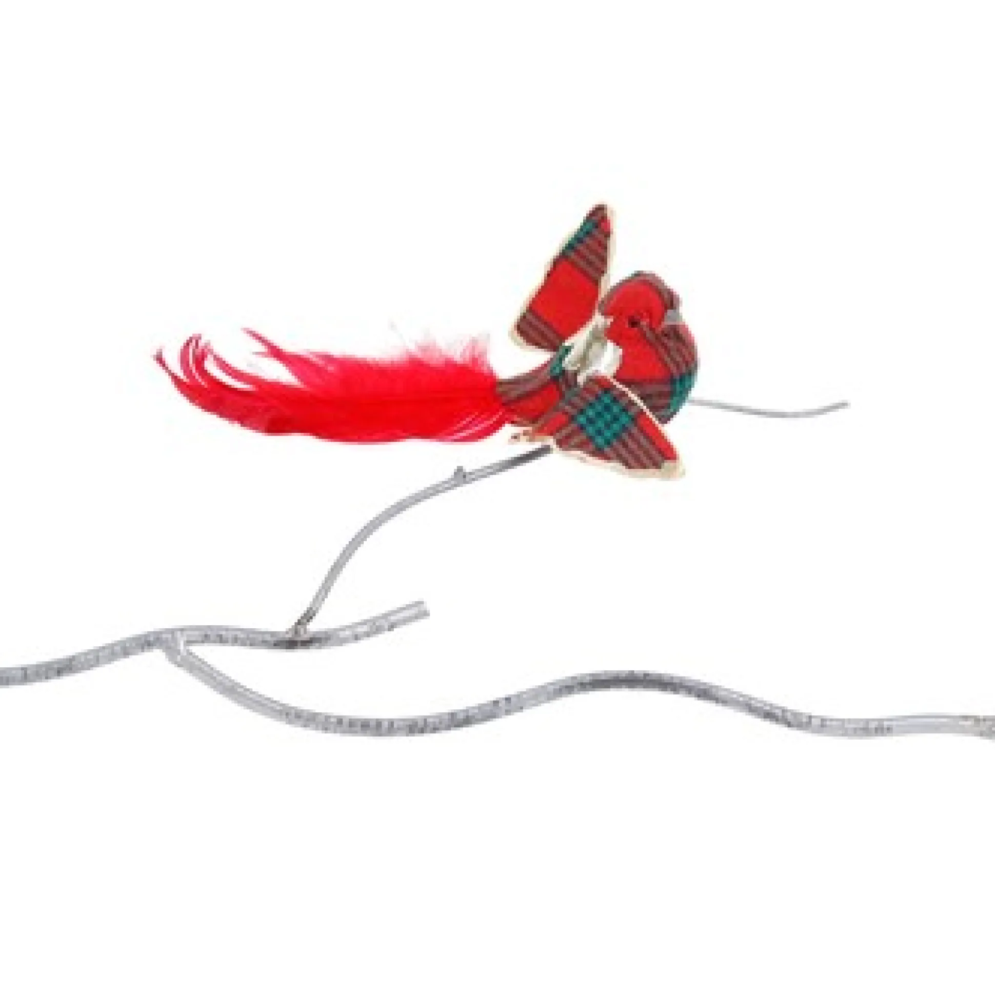 Tartan vliegend vogeltje met pluim op clip