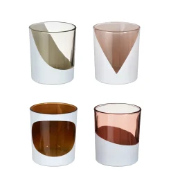 Theelicht houder d.roze bruin grijs l.roze 4 assorti - h8xd7cm
