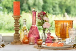 Theelichthouder bladeren rond glas