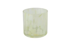 Theelichthouder rond - wit/geel