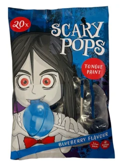 Tongue painting blue lollipops