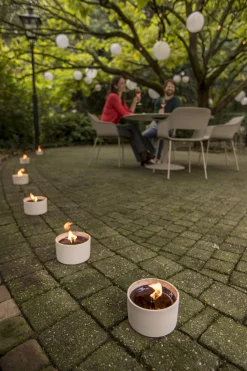 Tuinkaars in ronde terracotta schaal wit 11u - zwart