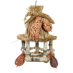 Voedertafel met rieten dak inclusief vogelvoer