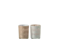 Windlicht halve maan glas medium