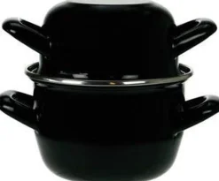Zwarte mosselpot Ø18 cm geschikt voor inductie